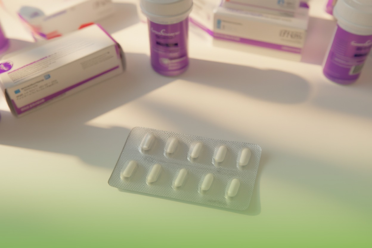 Таблетки габапентина лежат на столе